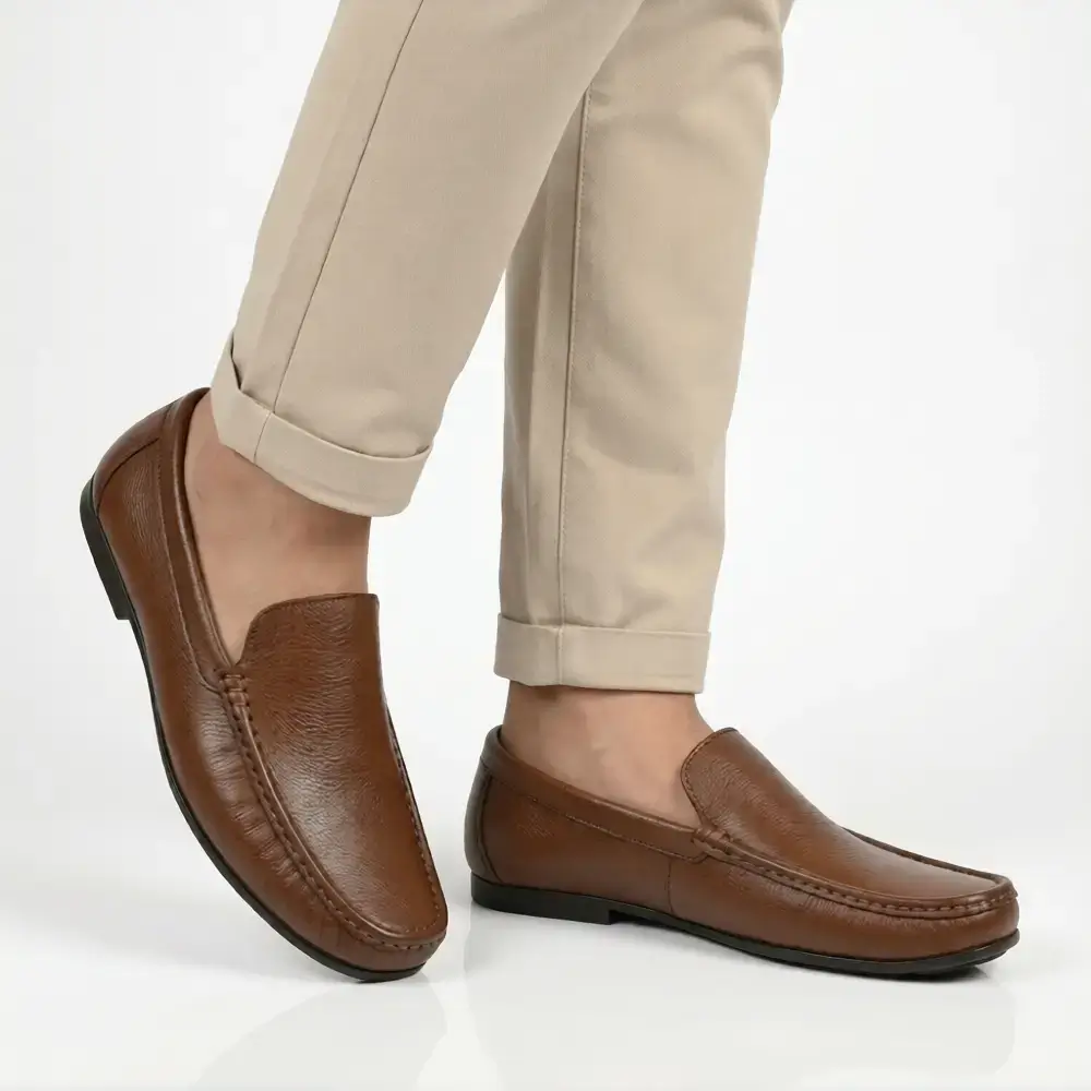 brown classic leather slip-on loafer for men Bangladesh comfortable formal casual shoe