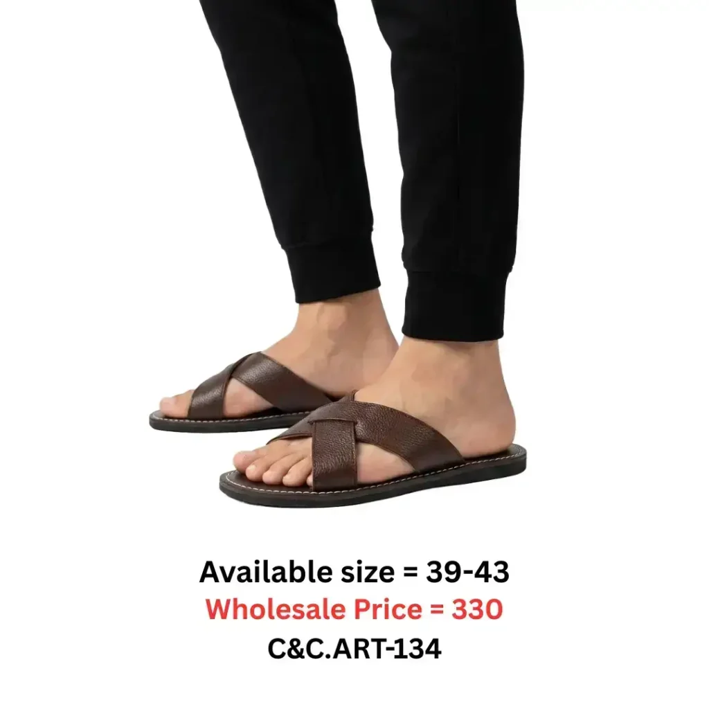 brown cross slide sandal for men Bangladesh comfortable casual footwear art134