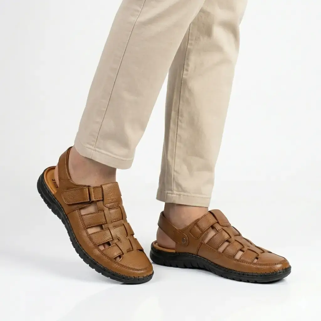 brown leather backstrap sandal for men Bangladesh comfortable breathable casual footwear
