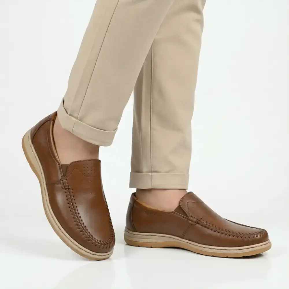 brown leather slip-on loafer shoe for men Bangladesh comfortable casual footwear