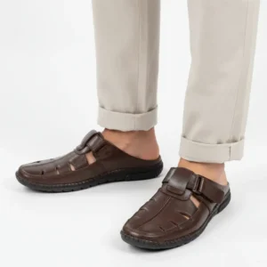 brown leather slip-on sandal shoe for men Bangladesh comfortable casual footwear