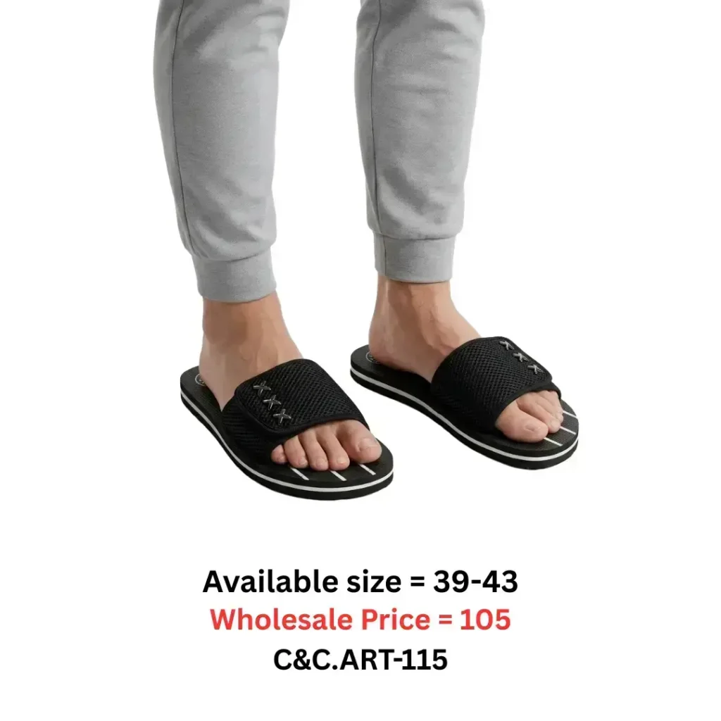 black comfort slide sandal for men Bangladesh lightweight casual footwear art115