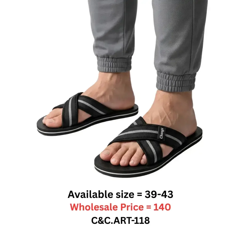 black cross slide sandal for men Bangladesh lightweight casual footwear art118