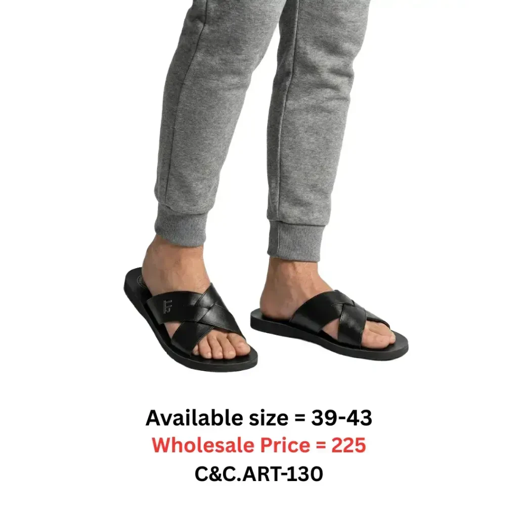 black cross strap slide sandal for men Bangladesh lightweight casual footwear art130