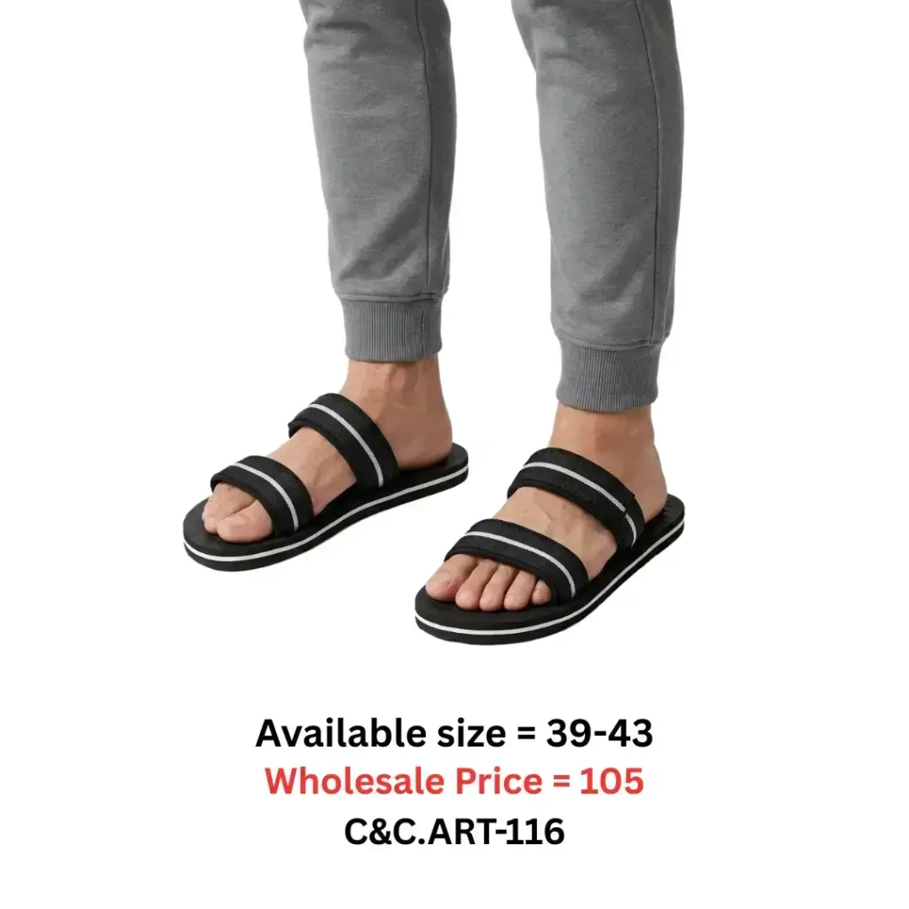 black double strap slide sandal for men Bangladesh lightweight casual footwear art116